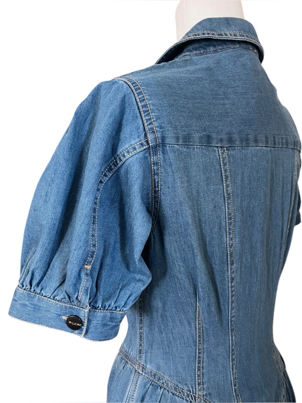 Anthropologie PILCRO Blue Denim Cotton Button Down Midi Western Dress Size 6 - Picture 8 of 12